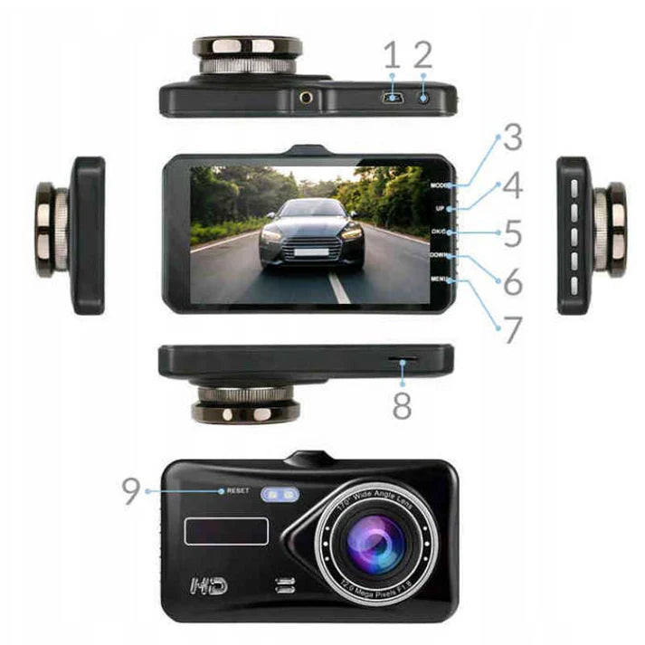 מצלמת רכב FHD1080 עם 2 מצלמות ומסך טאץ 3.8 אינץ