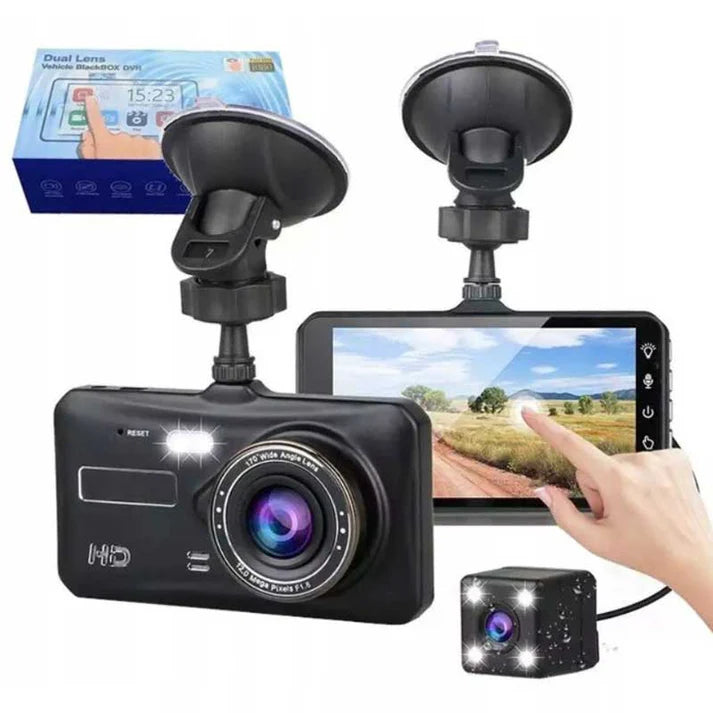 מצלמת רכב FHD1080 עם 2 מצלמות ומסך טאץ 3.8 אינץ