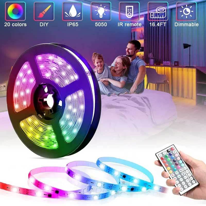 תאורת לד צבעונית בחיבור USB עם שלט 5 מטר