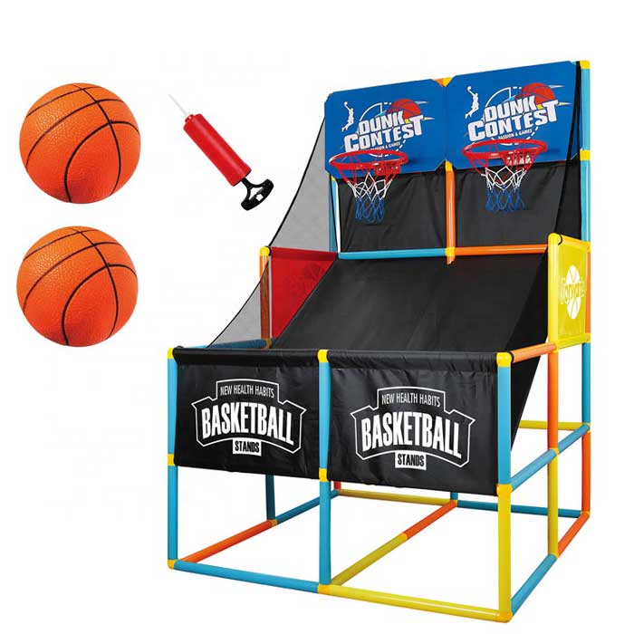 מתקן סל זוגי לילדים עם 2 כדורים מתנפחים