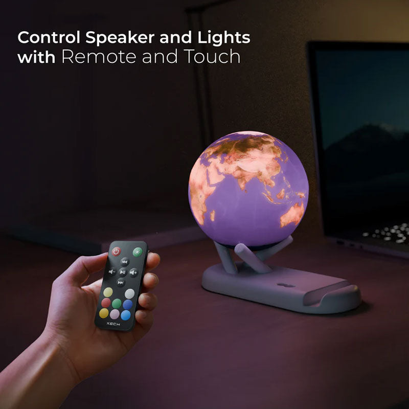 מעמד שולחני יוקרתי עם גלובוס מואר ורמקול Bluetooth