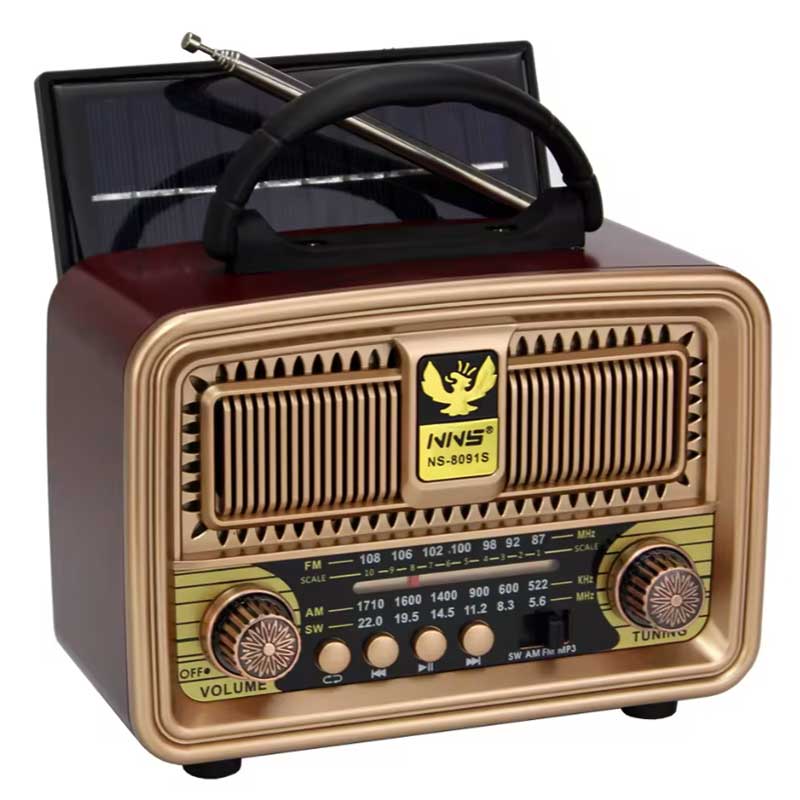 רדיו בלוטוס NS-8091S עם תא סולארי ושקע טעינה