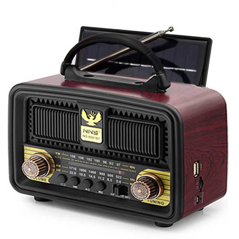 רדיו בלוטוס NS-8091S עם תא סולארי ושקע טעינה