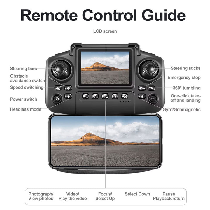 רחפן WIFI עם 2 מצלמות מסך מובנה ו2 סוללות