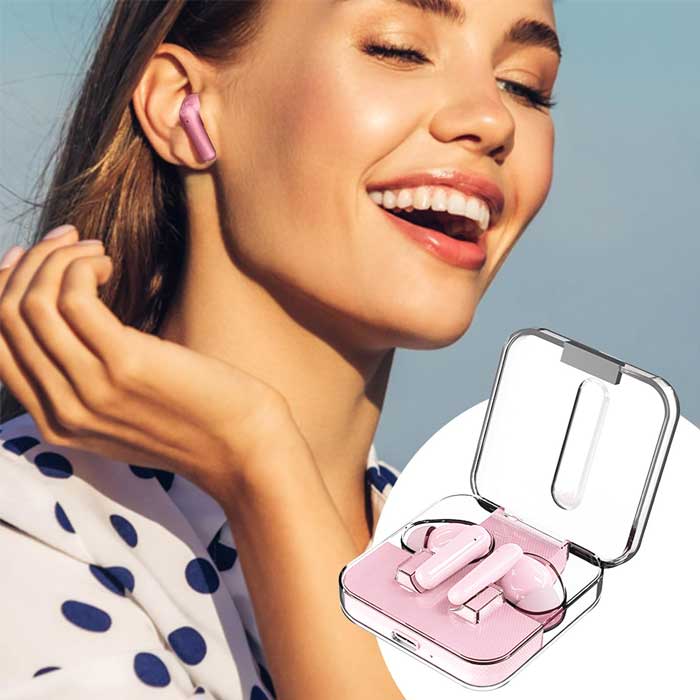 אוזניות בלוטוס ורודות