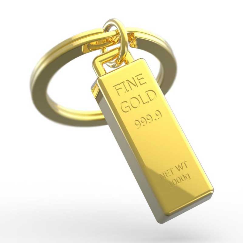 מחזיק מפתחות בעיצוב מטיל זהב