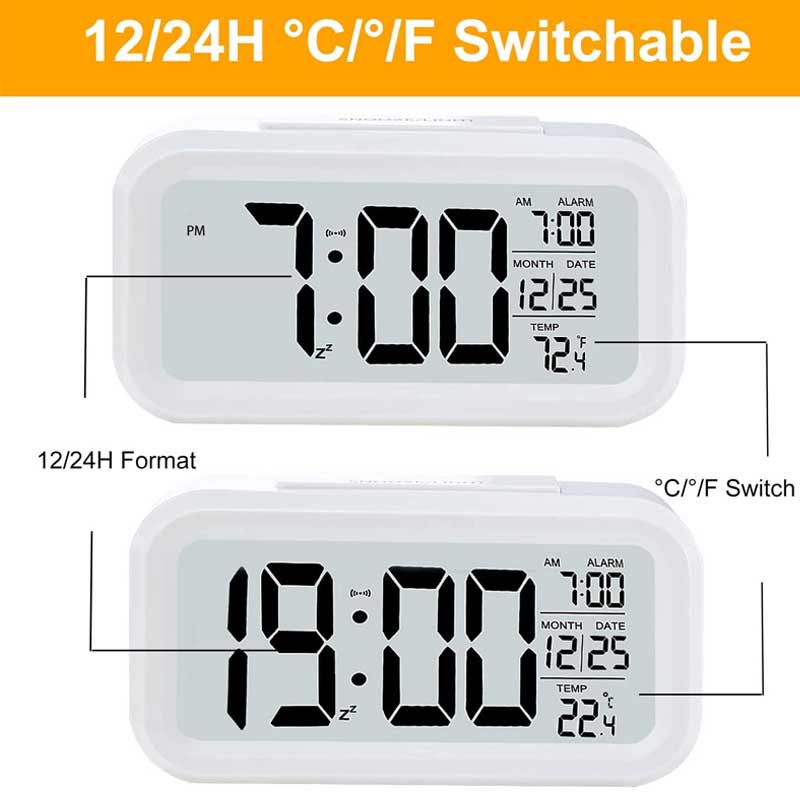 שעון מעורר עם תאורת לד