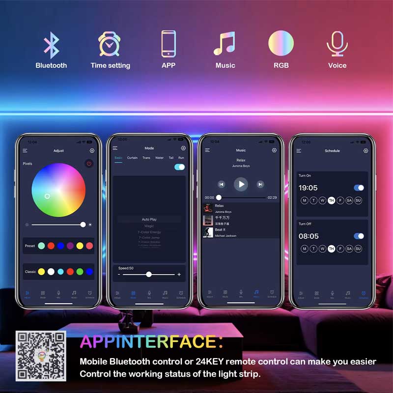 פס תאורת לד Neon מטר עם שלט ואפליקציה