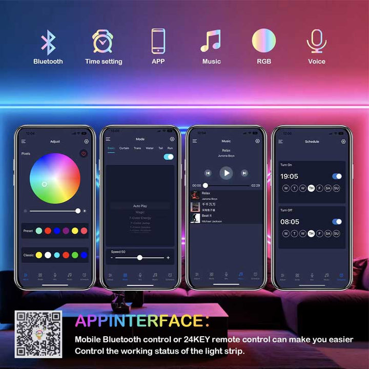 פס תאורת לד Neon מטר עם שלט ואפליקציה