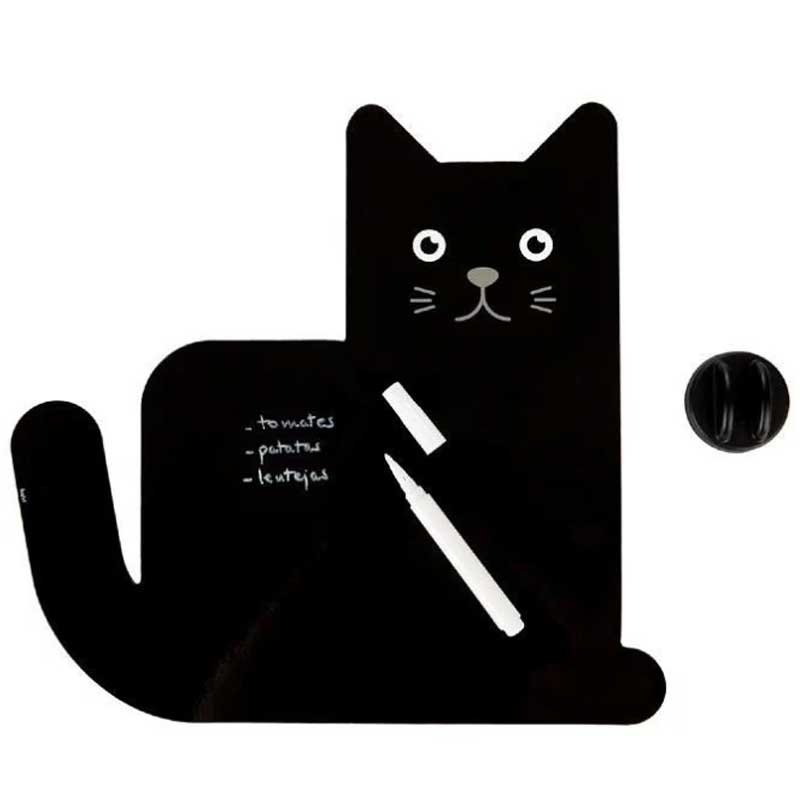 לוח מחיק מגנטי חתול שחור עם טוש לבן