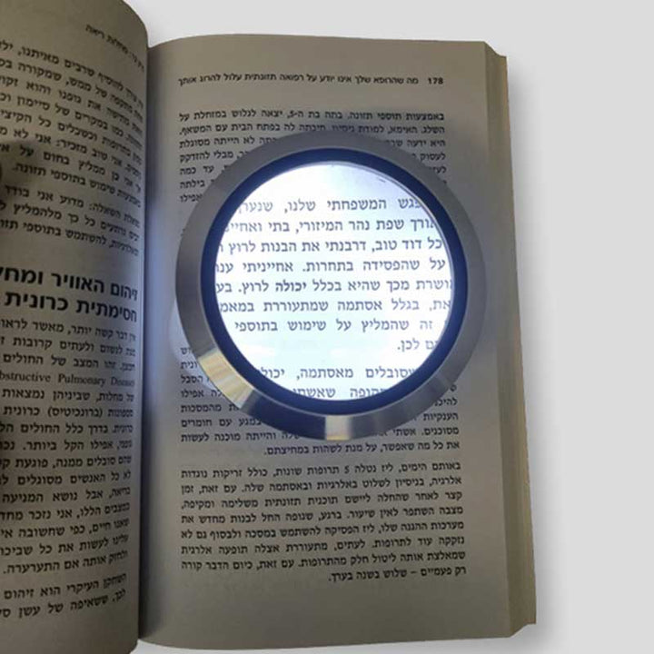 זכוכית מגדלת עם תאורה