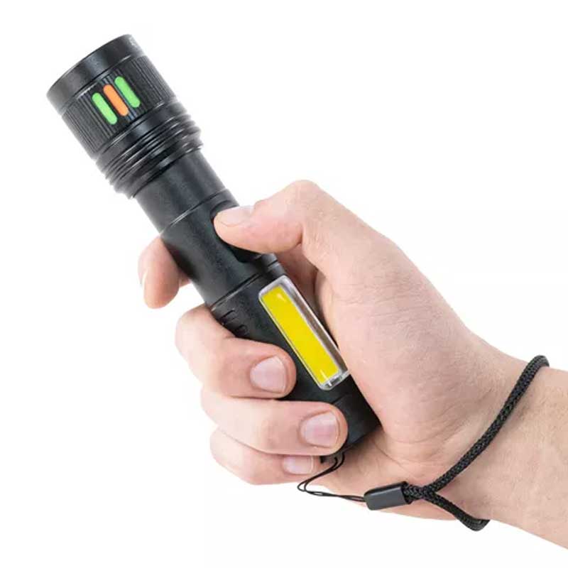 פנס נטען מקצועי עם תאורה אדומה ותאורת זום