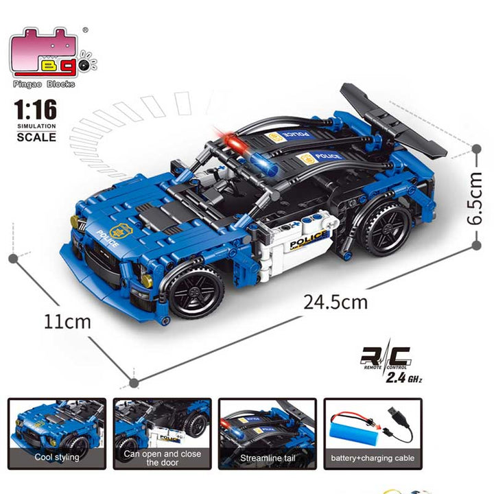 מכונית משטרה להרכבה על שלט רחוק מבית Pingao Blocks