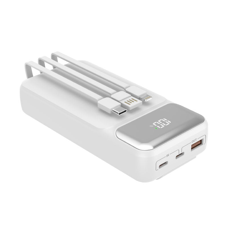 מטען נייד פאוורבנק 20,000mAh עם כבלים מובנים PD 22.5W
