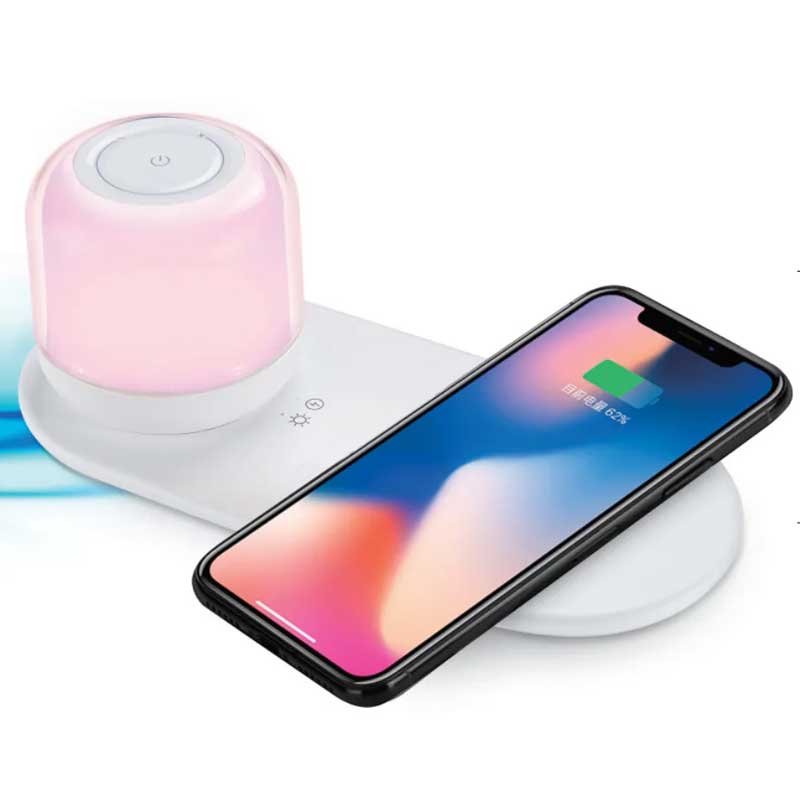 מטען אלחוטי מהיר 15W משולב עם רמקול Bluetooth ומנורת לילה נשלפת