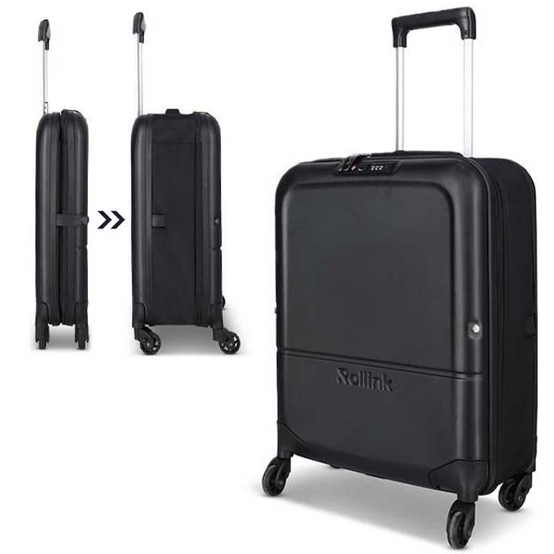 מזוודת טרולי מתקפלת Rollink FLEX LIGHT – שחורה