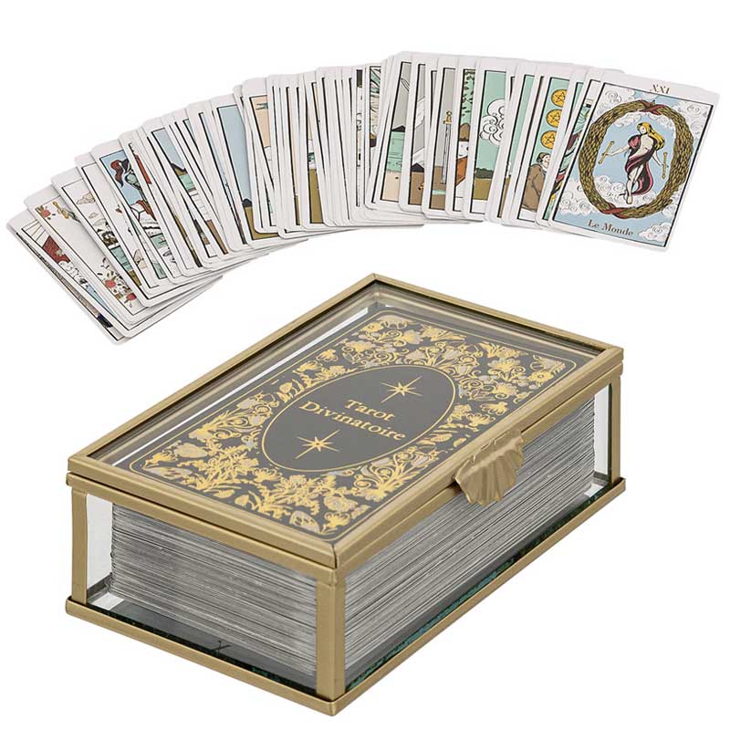 חבילת קלפי טארוט במארז זכוכית יוקרתי