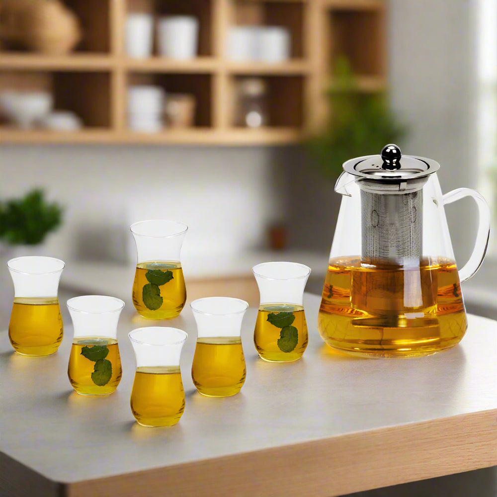 סט 6 כוסות וקנקן תה