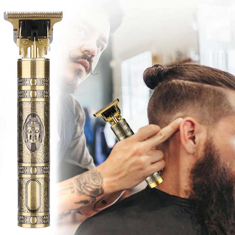 מכונת תספורת בעיצוב רטרו בצבע זהב