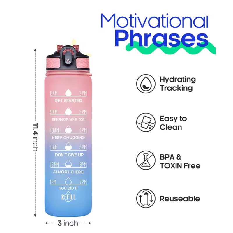 בקבוק ספורט צבעוני עם פייה נשלפת 1 ליטר