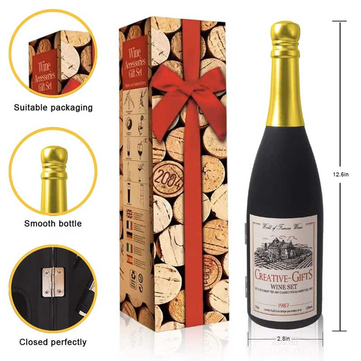 סט אביזרי יין בעיצוב בקבוק שמפניה