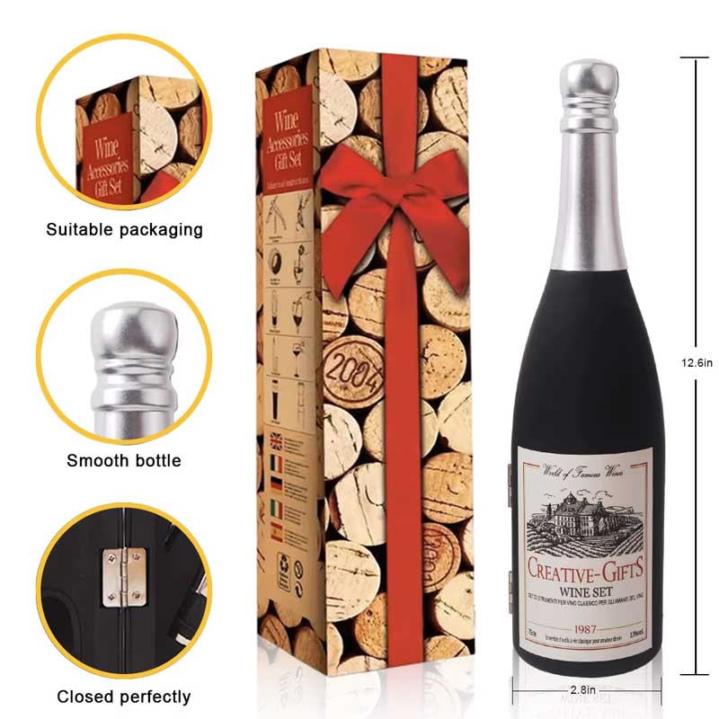 סט אביזרי יין בעיצוב בקבוק שמפניה
