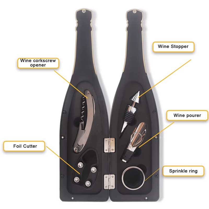 סט אביזרי יין בעיצוב בקבוק שמפניה