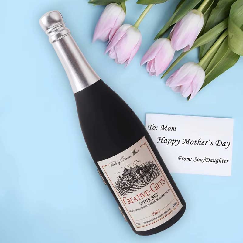 סט אביזרי יין בעיצוב בקבוק שמפניה