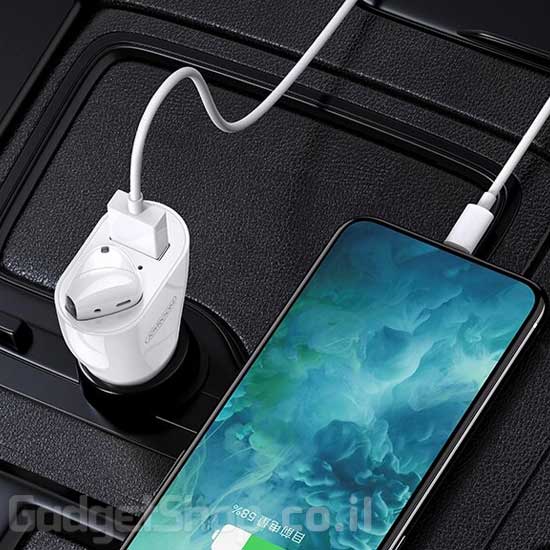 אוזנייה בלוטוס לרכב עם מטען לשקע המצת