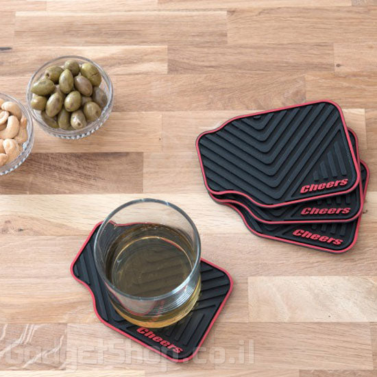 תחתיות לכוסות בצורת שטיחוני רכב