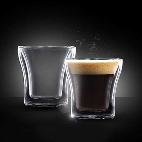 2 כוסות זכוכית דופן כפולה אספרסו 80ml ברזיל food appeal