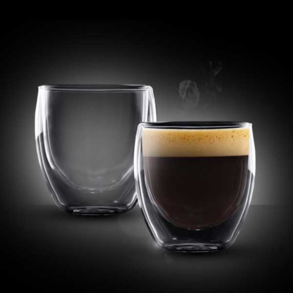 2 כוסות זכוכית דופן כפולה אספרסו 80ml קולומביה