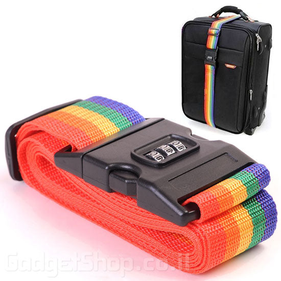 רצועה למזוודה עם מנעול קוד מובנה