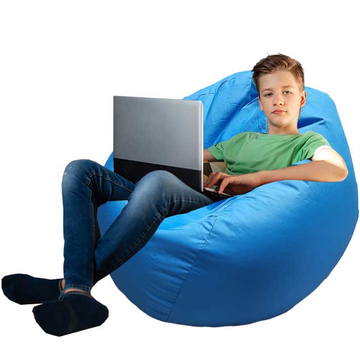 פוף כחול מבד רחיץ