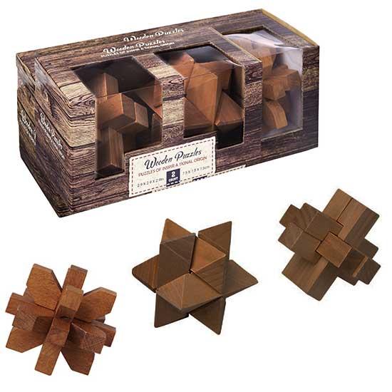מארז 3 משחקי חשיבה מעץ