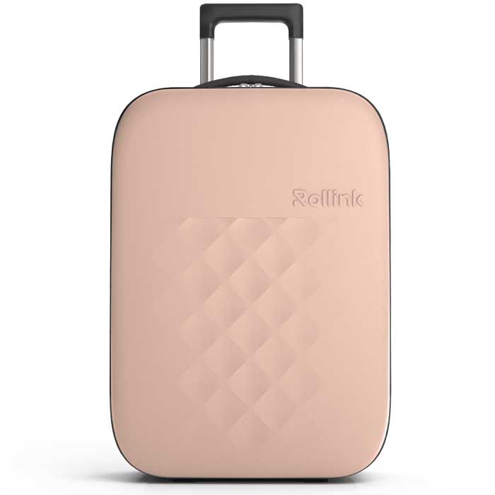 מזוודה מתקפלת עליה למטוס 21" הדקה בעולם Rollink - ורוד מעושן ROSE SMOKE