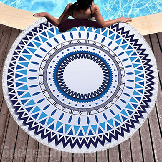 מגבת חוף ים עגולה עם תיק נשיאה