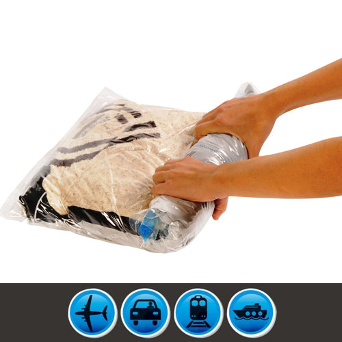 סט 2 שקיות ואקום לנסיעות - ללא צורך בשואב !