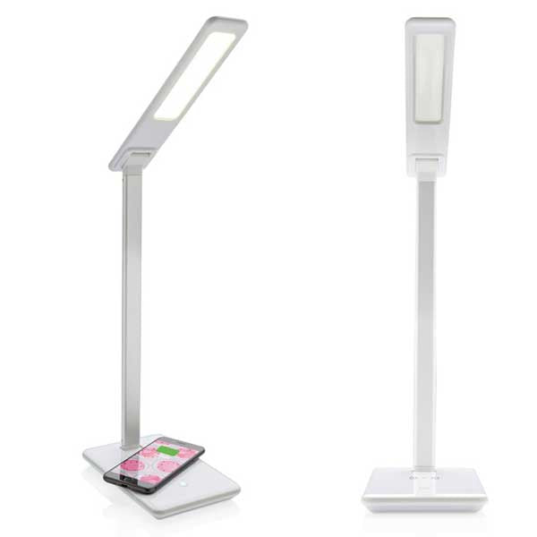 מנורת לד שולחנית משולבת עם מטען QI