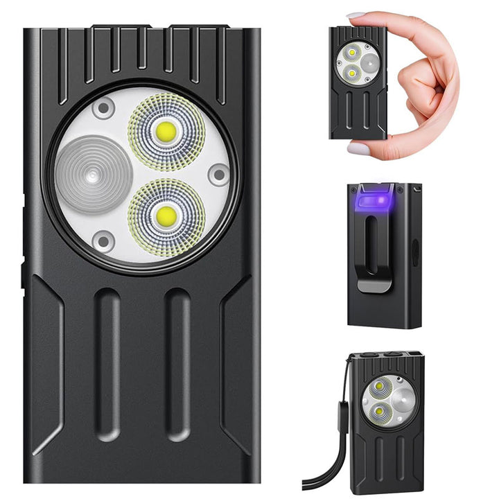 מיני פנס EDC נטען למחזיק מפתחות – 1000 לומנס עם תאורת UV