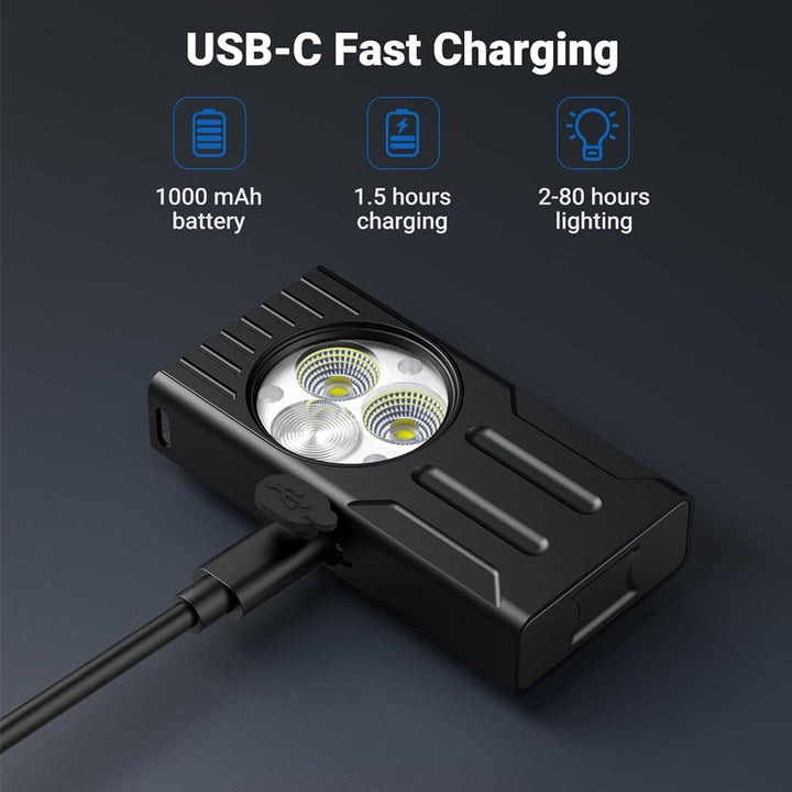 מיני פנס EDC נטען למחזיק מפתחות – 1000 לומנס עם תאורת UV