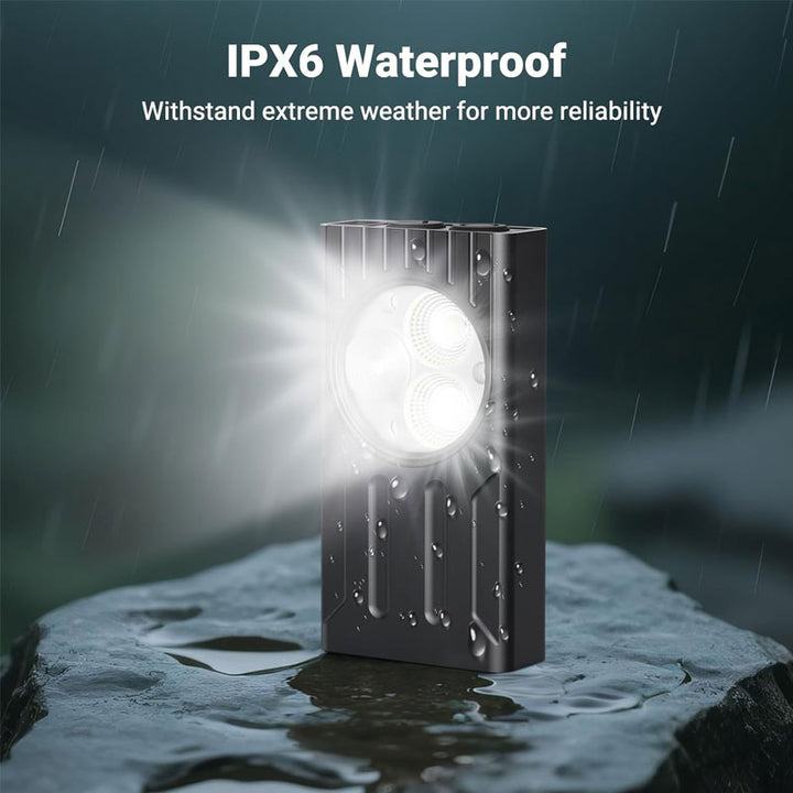 פנס EDC קומפקטי ועמיד למים מחובר לתיק טיולים באמצעות קליפס נשיאה אחורי