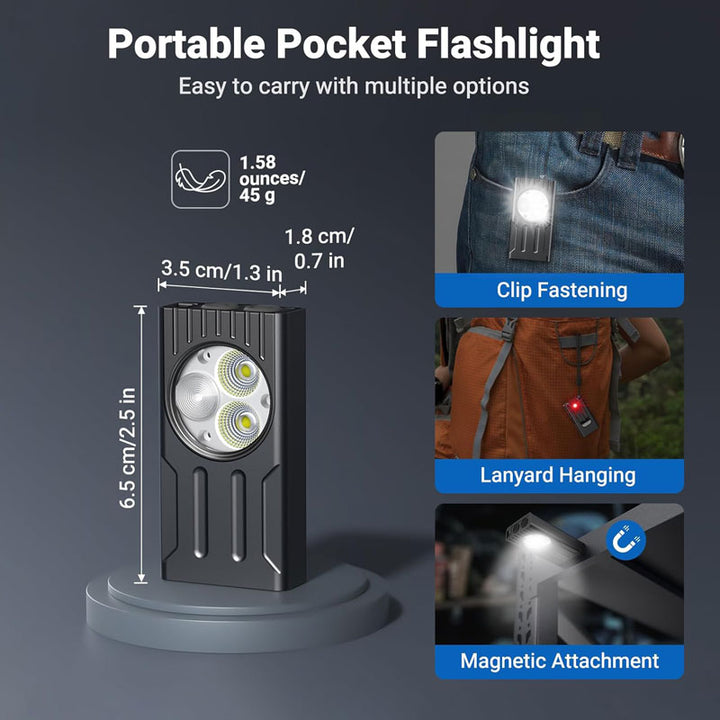 מיני פנס מגנטי נצמד למשטח מתכתי לתיקון רכב או עבודה בנוחות ללא ידיים