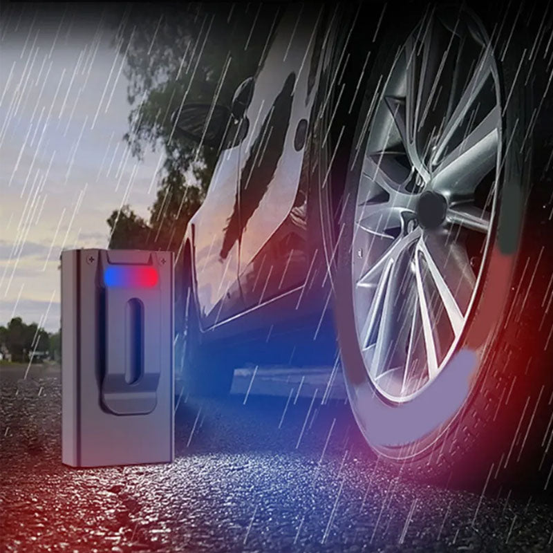 מצב תאורת חירום מהבהבת באדום וכחול בתוך פנס מחזיק מפתחות להגנה וסימון