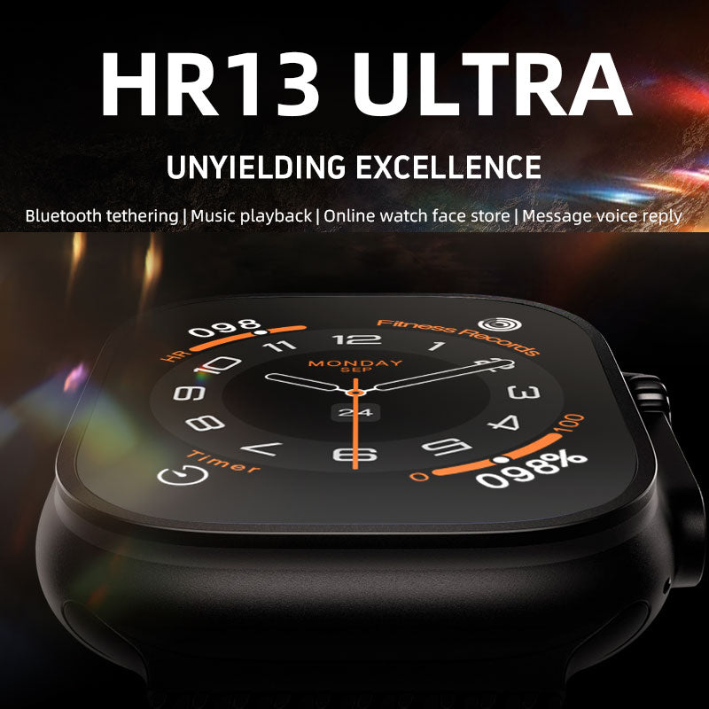 שעון חכם HR13 Ultra עם מסך 2 אינץ, רמקול ו3 רצועות להחלפה