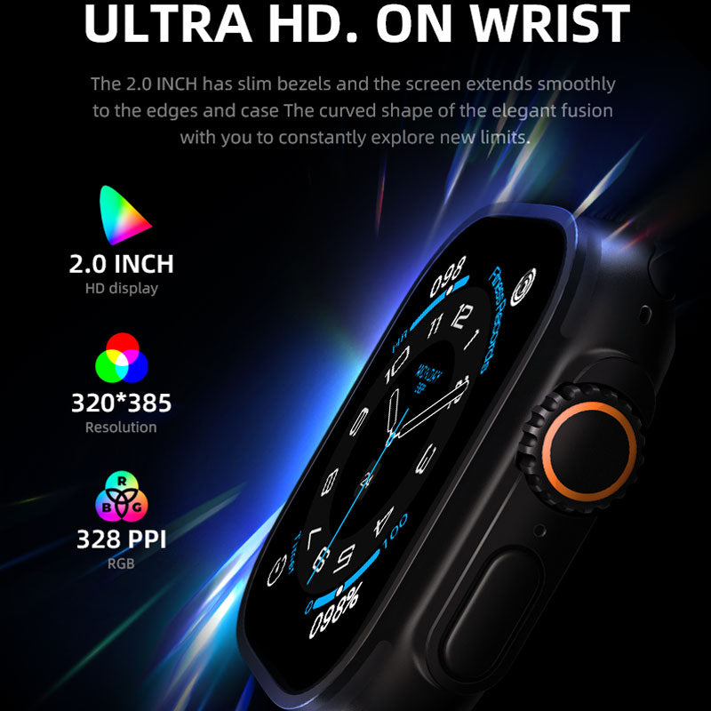 שעון חכם HR13 Ultra עם מסך 2 אינץ, רמקול ו3 רצועות להחלפה