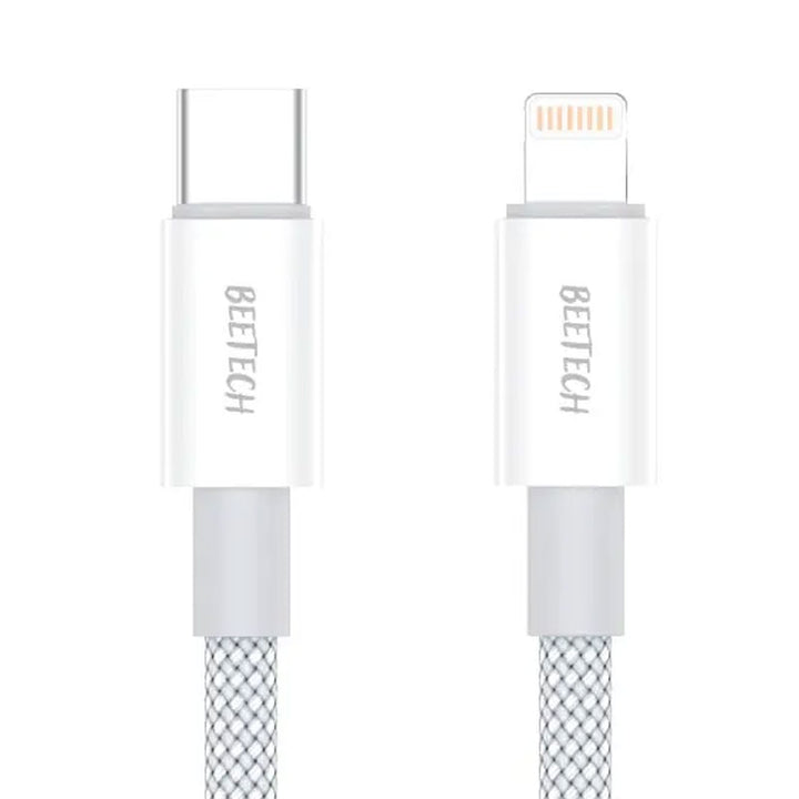 כבל טעינה מהירה לאייפון שזור BeeTech PD Lightning באורך 2 מטר 27W