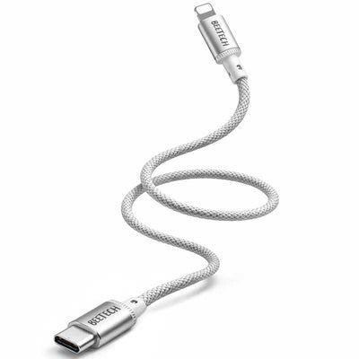 כבל טעינה וסנכרון שזור PD (Type-C) ל-Lightning דגם Shielded מבית BeeTech - 27W