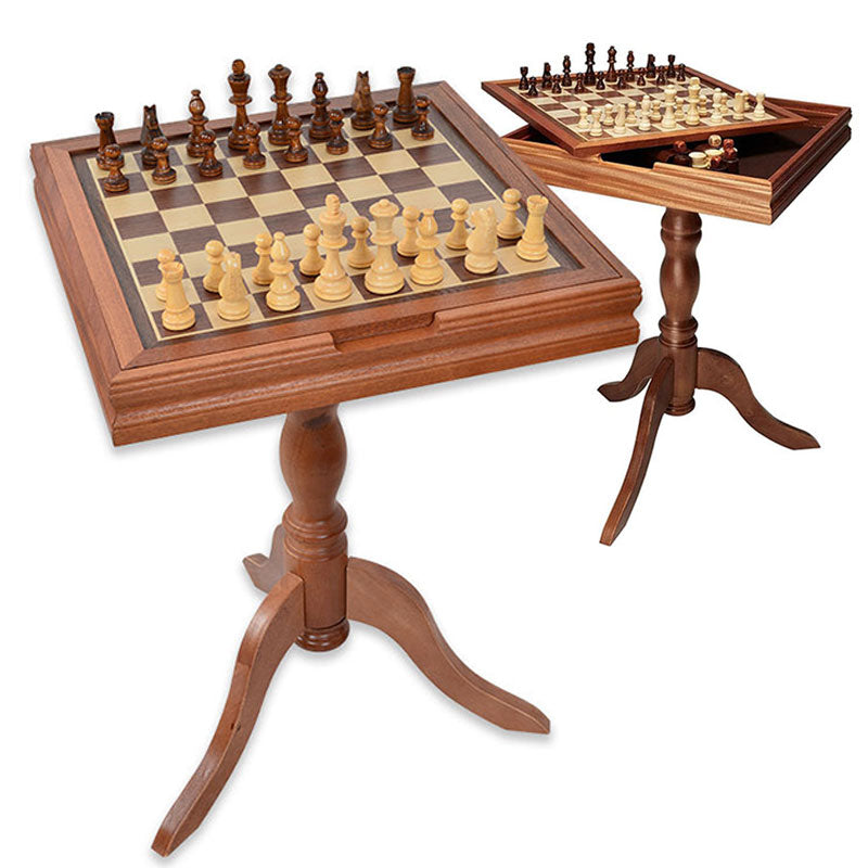שולחן משחקים יוקרתי מעץ 3 ב 1 שחמט שש בש ודמקה