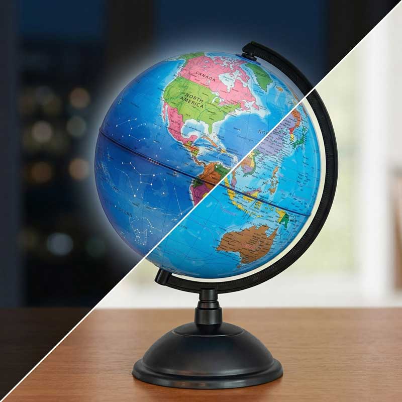 גלובוס מואר לילדים בעברית קוטר 20 ס"מ